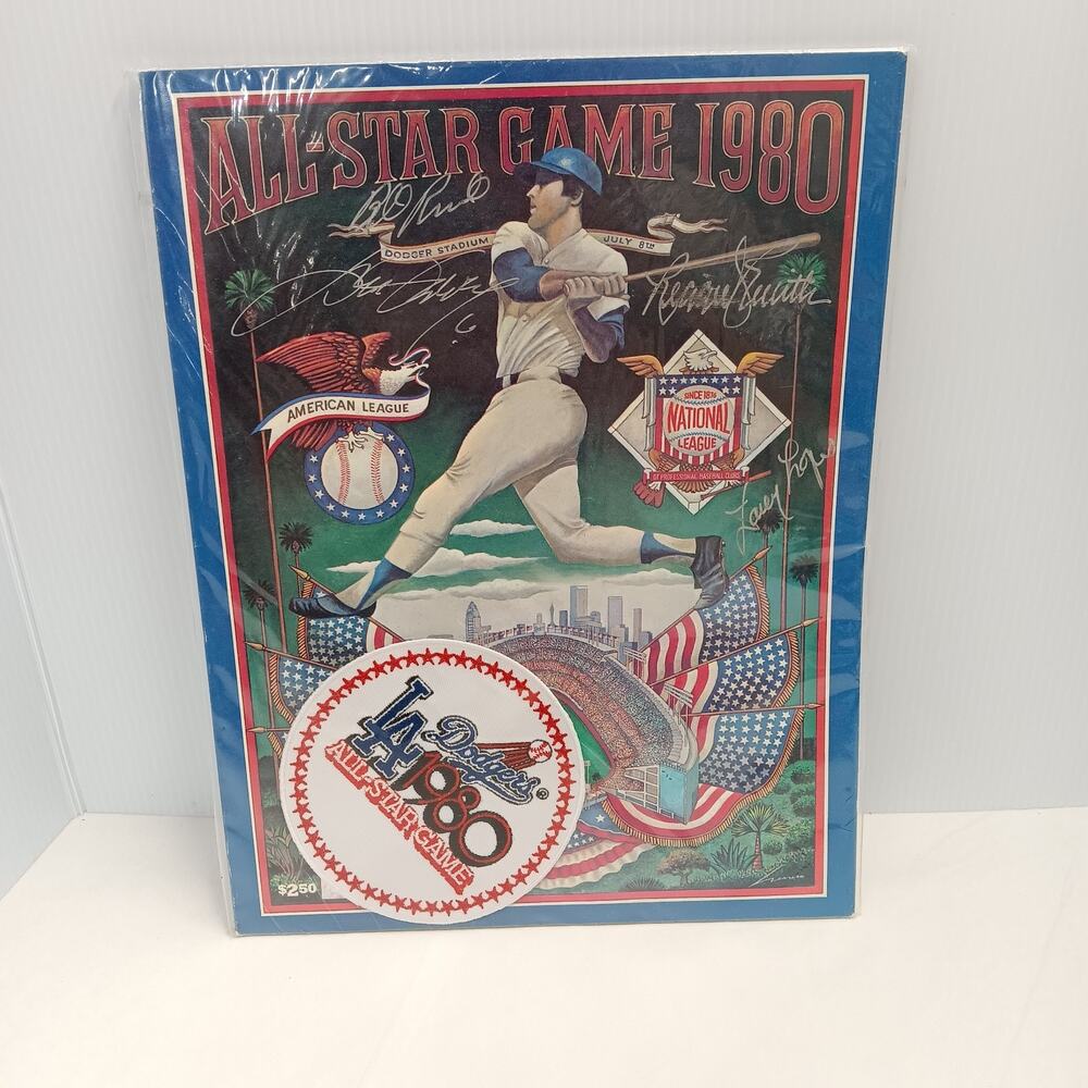 1980 MLB All Star Game Program LA Dodgers Signed Reggie Smith, Steve Garvey ...